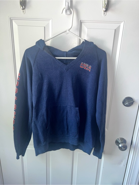 Vintage Other - Vintage Navy V-Neck Hoodie Sweater with USA Chest Graphic